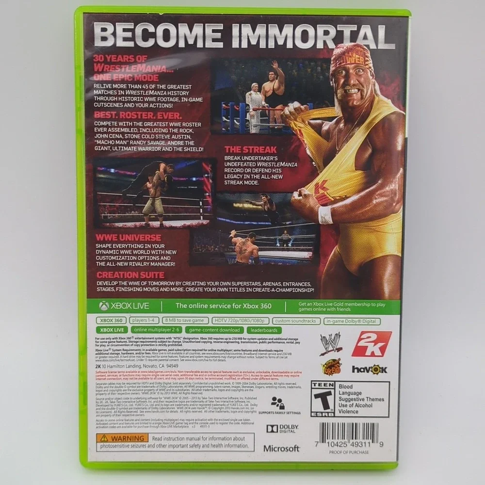 WWE 2K14 Xbox 360 Game The Rock Dwayne Johnson Cover TESTED Works Manual in Case